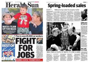 Wow! Maxi on the front page of the paper? Again!  Thank you Herald Sun! 